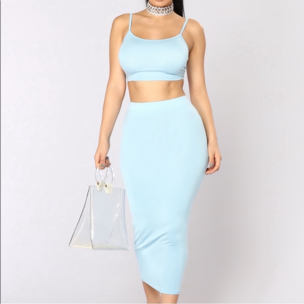 Fashion nova no manners 2 piece skirt set baby blue